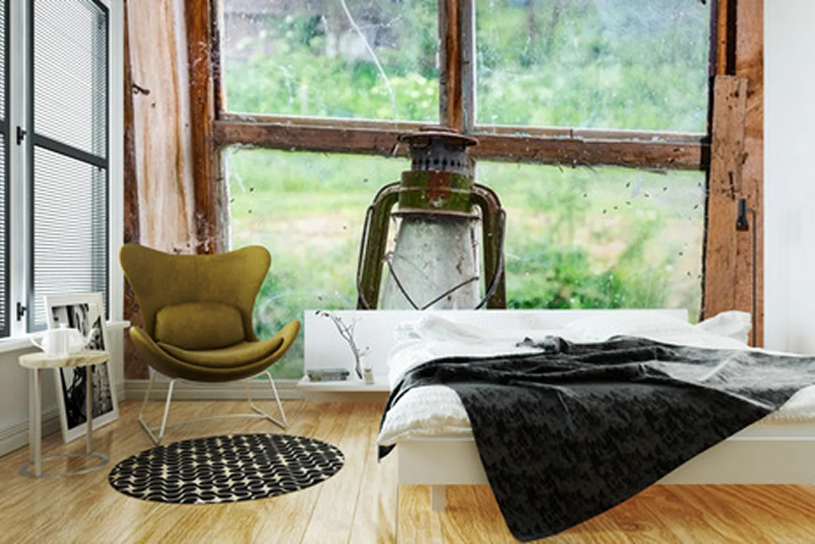 Warm quiet interior with timber windows